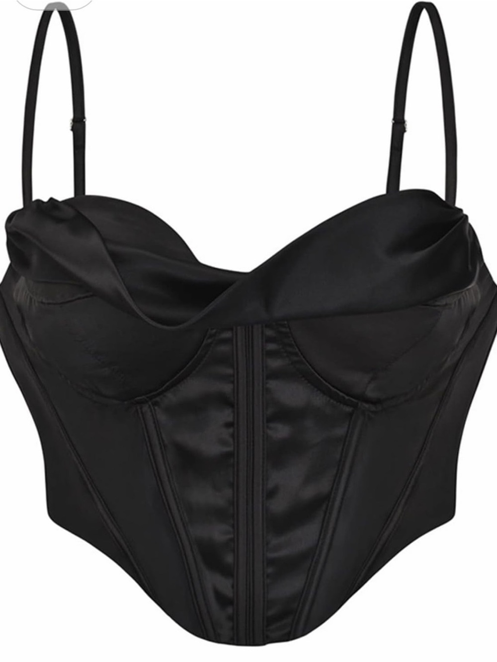 Black Satin Bustier Crop Top - Picture 3 of 4